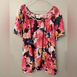 St. John's Bay Floral Blouse - Pink and Black